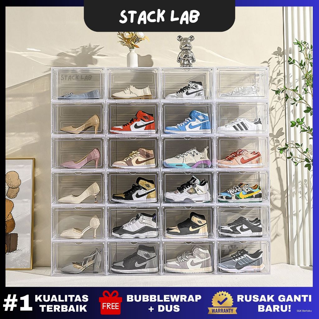 STACK LAB - Side Drop Extra Large Shoes Box Clear Display Box กล่องรองเท้าใส