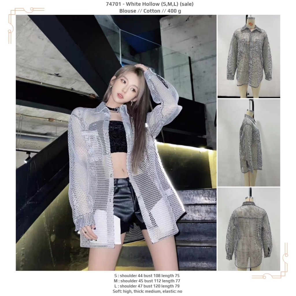 LTL01 - เสื้อเชิ้ตสีขาวฮอลโลว์ (S,M,L) -