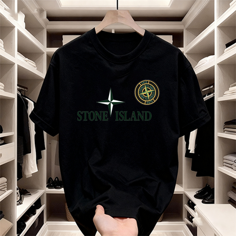 STONE ISLAND ต้นฉบับ 100% – เสื้อยืด ขนาดใหญ่เกินไป พรีเมี่ยมสําหรับผู้ชายหิน เกาะ ผ้าฝ้ายหนา สุด ๆ คุณภาพ