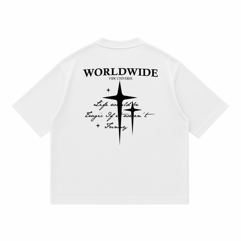 W3stn เครื่องแต่งกายเสื้อยืด Boxy 24s Oversize Global Paradox สีขาว