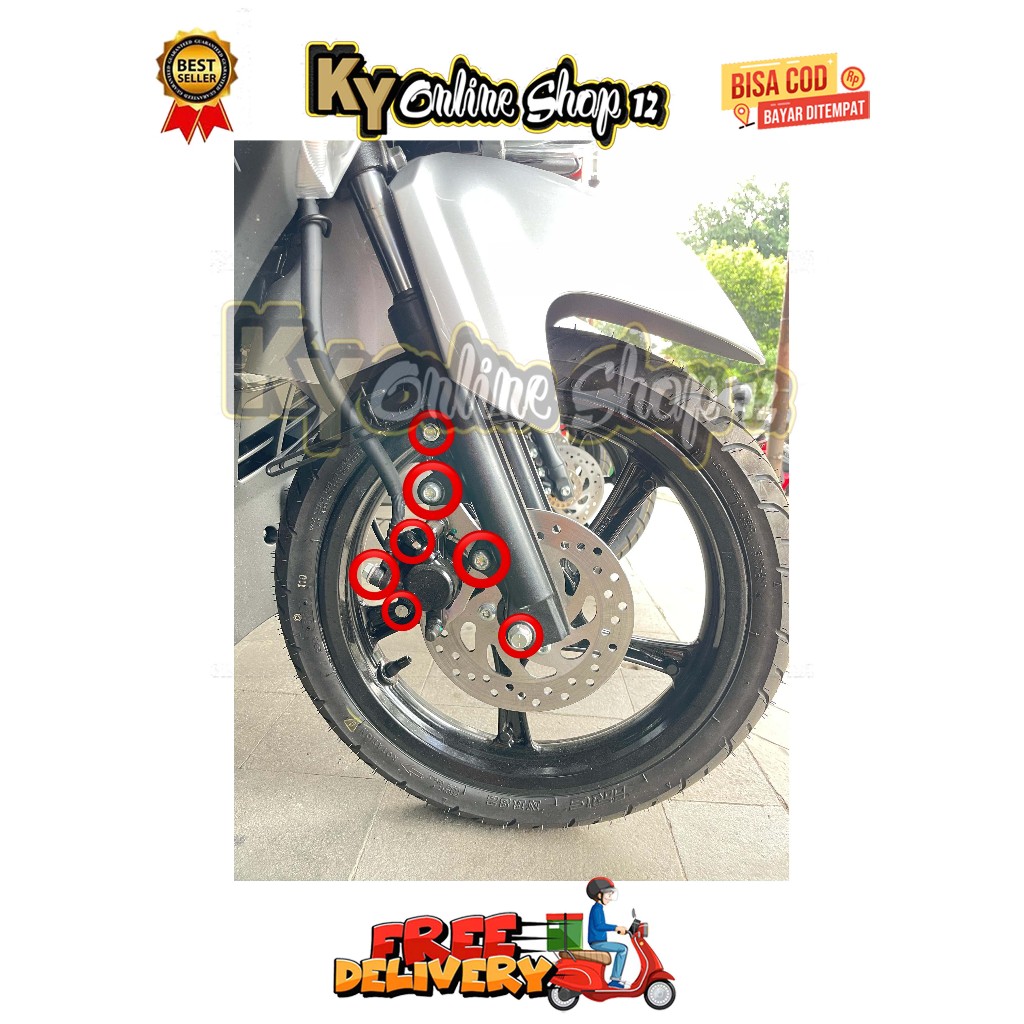 BRACKET + เบรค + BANJO + NEPEL + TOJOSAN + ด้านหน้า CALIPER ASSEMBLY (7 BOLT) MIO SERIES 115 / 125 M