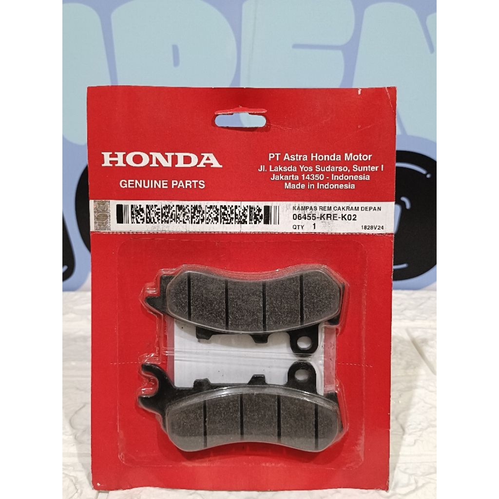 ผ้าเบรคหน้า PCX ใหม่ 150 160 CBS ADV 150 160 CBS ADV 150 160 CBS 06455-KRE-K02 HONDA ORIGINAL