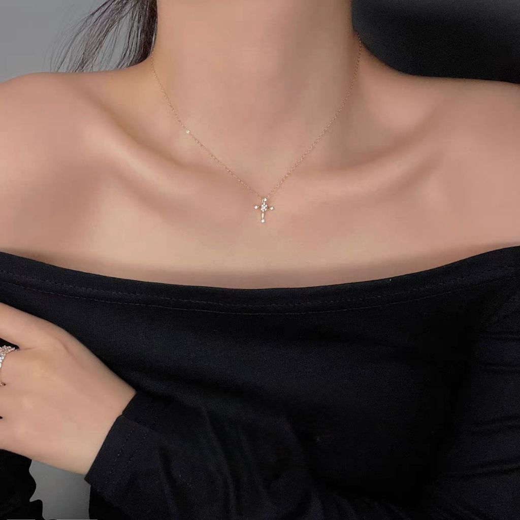 พระเจ้าช่วย! Jewelry.Shop - สร้อยคอไม้กางเขนไทเทเนียม โซ่สเตอร์เงิน/ทอง KG112 KS112