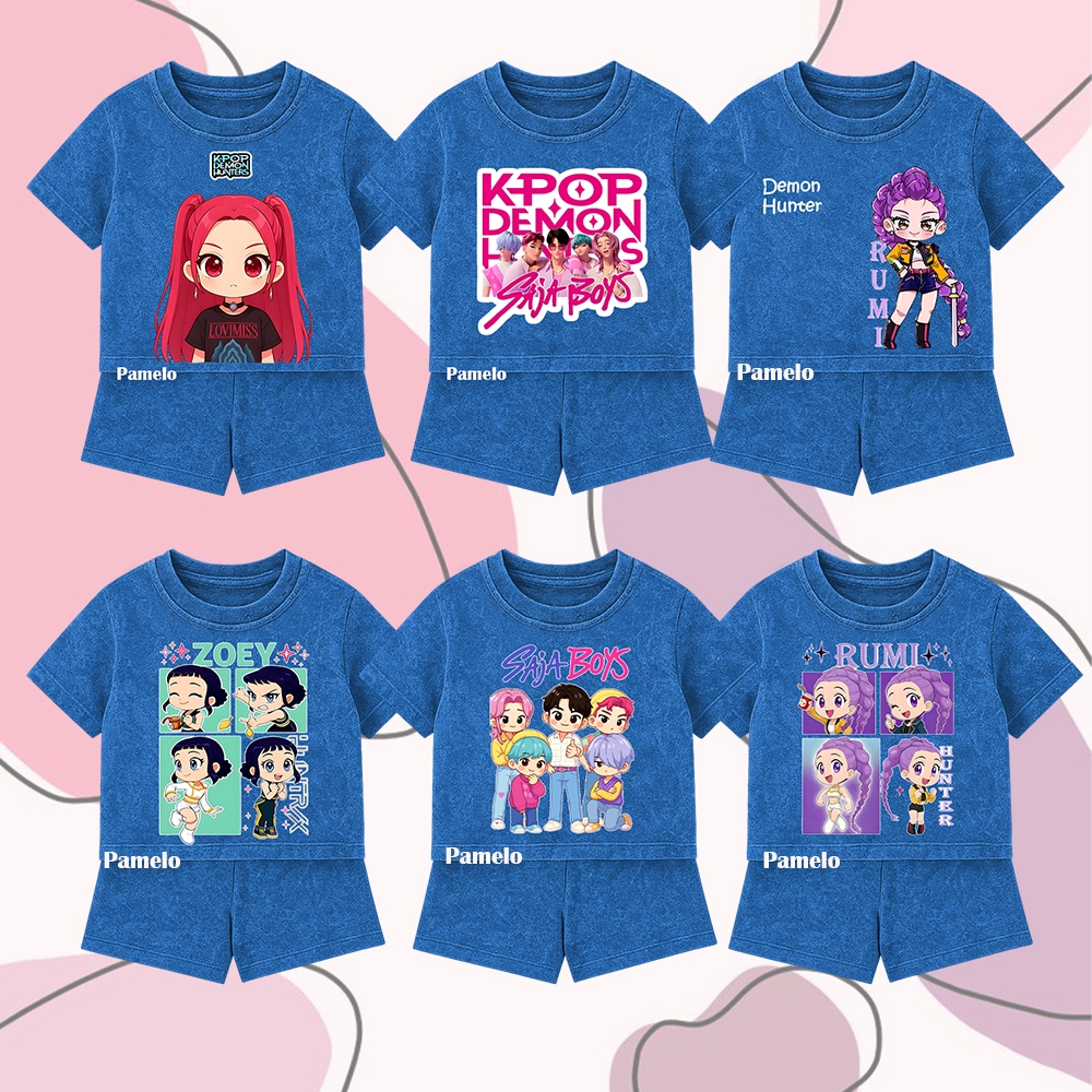 Pamelo.id Kpop Demon Hunter ชุดยีนส์ล้างเด็ก น่ารัก กางเกงลําลองเท่ๆ สําหรับเด็ก 1-10 ปี