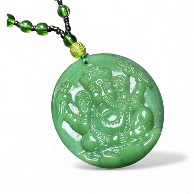 สร้อยคอหยกธรรมชาติจีนสําหรับผู้ชายและผู้หญิงโค้งพระเจ้าโชคดี | GL5-330