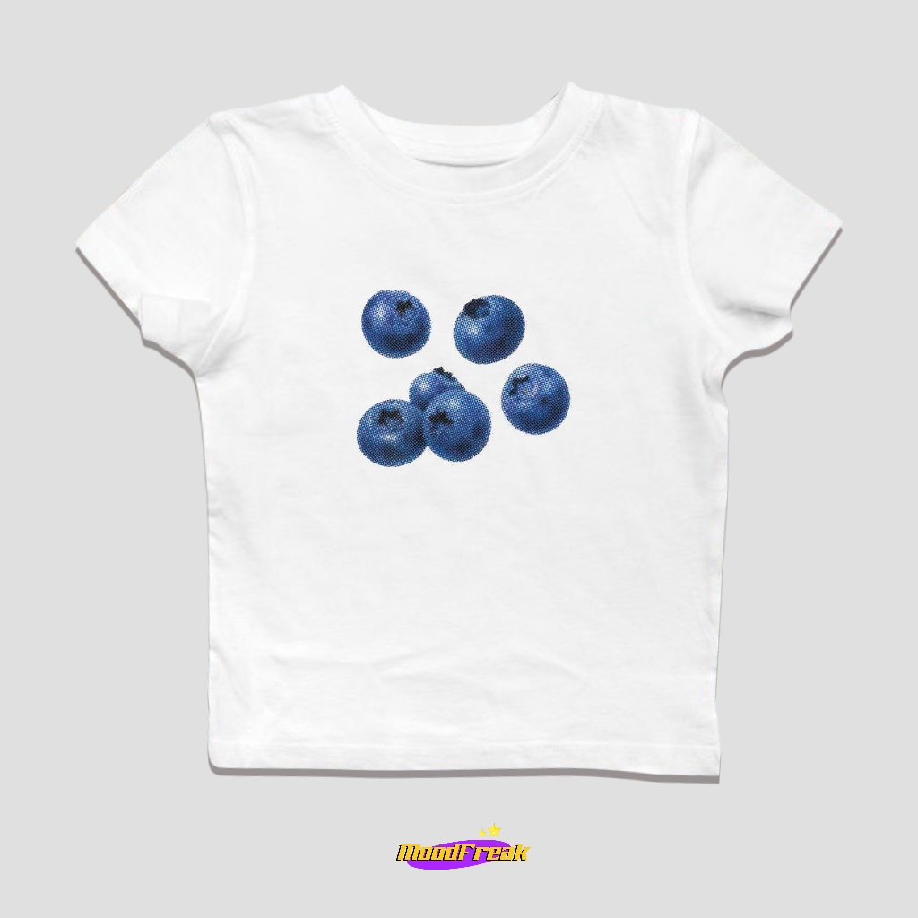 MoodFreak Baby Tee เสื้อยืดสโลแกน BLUEBERRY Y2k
