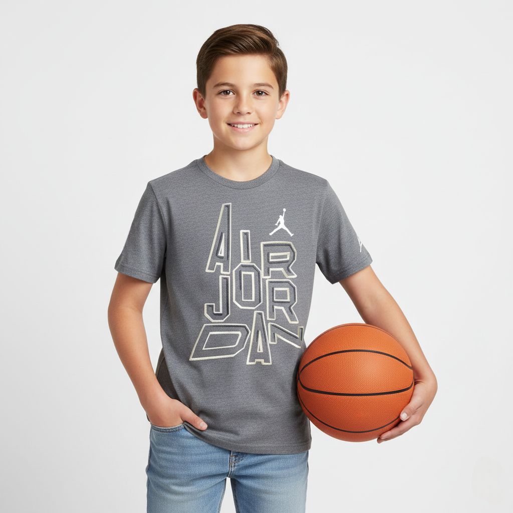 AIR J0RDAN GOLD LINE JUMP MAN GREY TEENAGE เสื้อยืดใหม่ต้นฉบับ