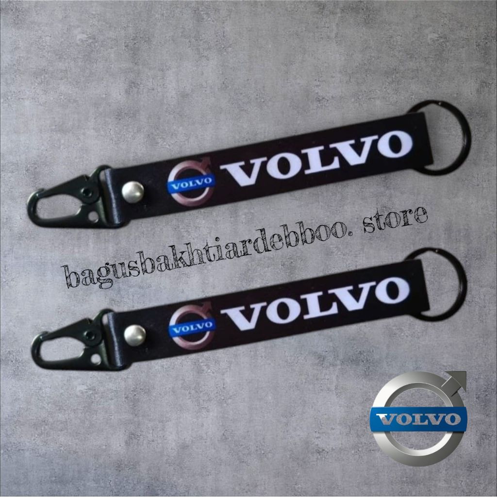 GANTUNGAN Volvo พวงกุญแจเคลือบโลหะสีดําระดับพรีเมียม