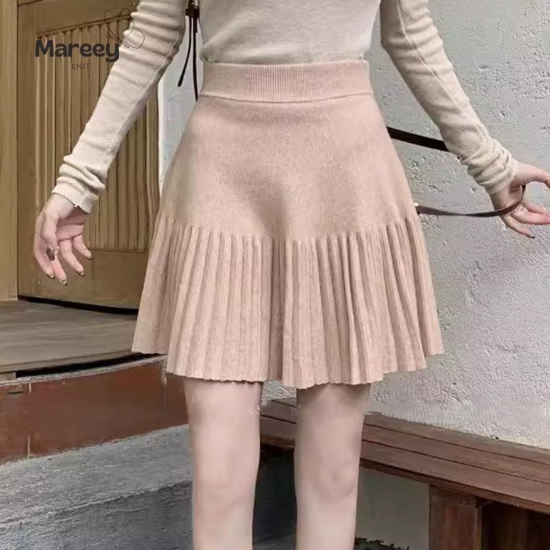 Mareey - Adara Mini Skirt จีบ Casual Knit Premium (ZAD)