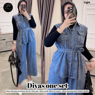 Ready Kenzi || Diyas || Naswa (ADA JUMBO) Setelan Celana Jeans Premium  One Set Fashion Muslim Kekinian Best Seller