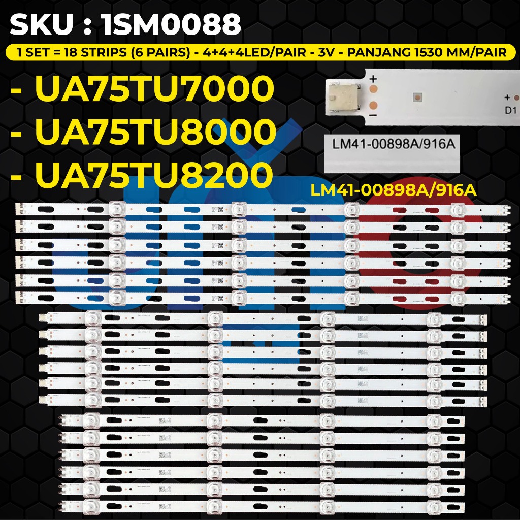 Samsung 75 นิ้ว TV Backlight UA75TU7000 UA75TU8000 UA75TU8200 LM41-00898A/916A