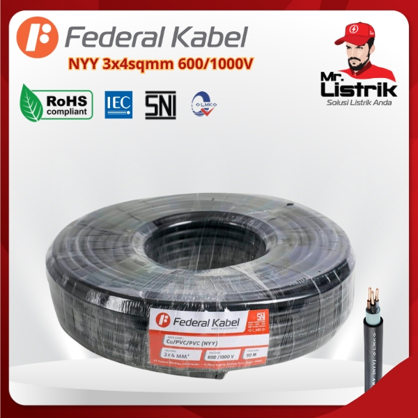 สาย Federal NYY 3x4mm2 1 เมตร