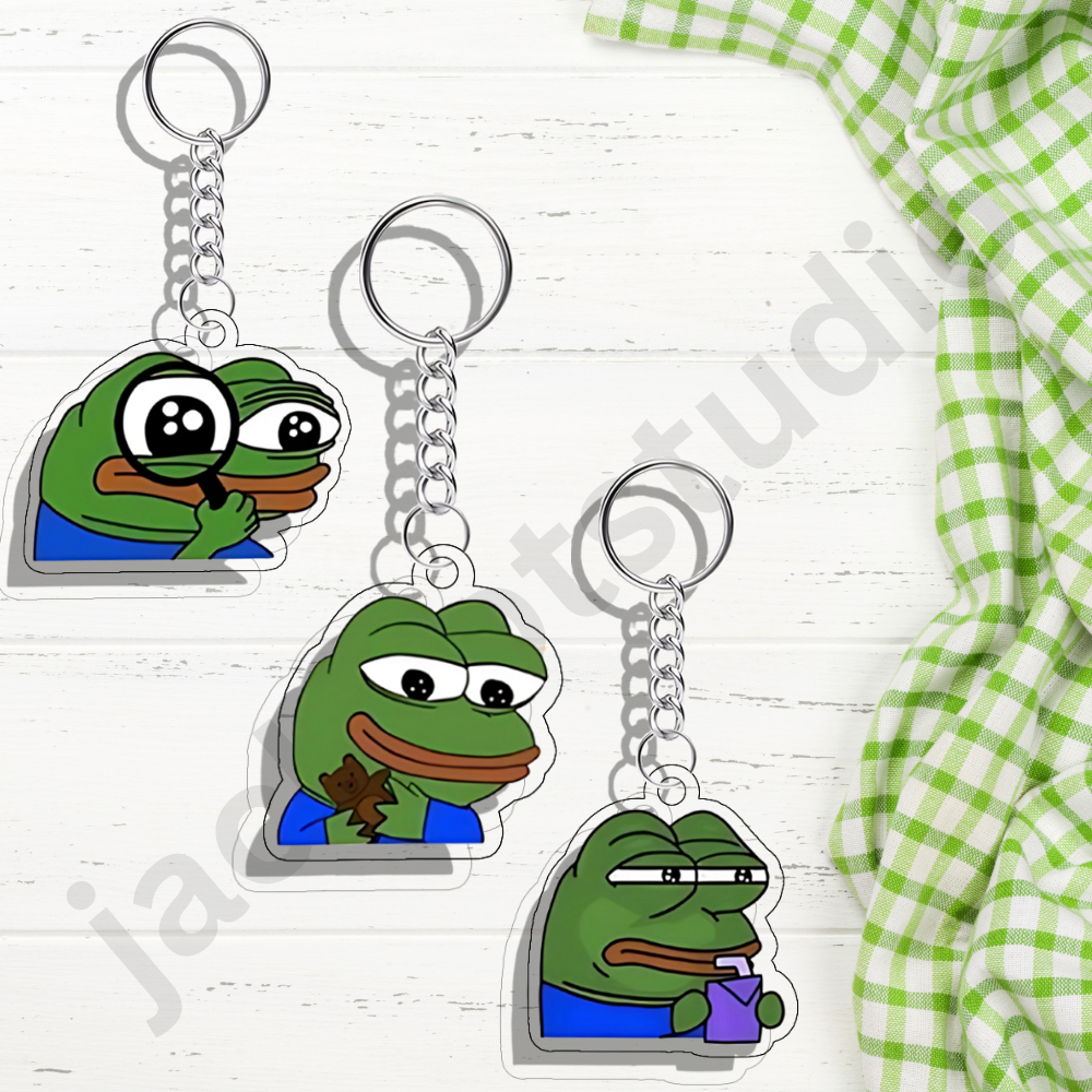 พวงกุญแจ GANTUNGAN Pepe The Frog Meme | MEME Pepe the Frog พวงกุญแจพิมพ์ลาย UV 2 ด้านบนอะคริลิค 3MM