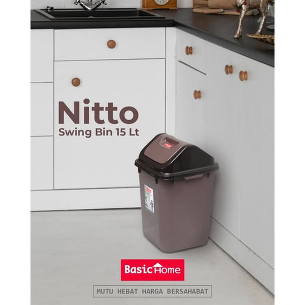 Basic Home BHC-5 Nitto Swing Bin 15L ถังขยะ NITTO SWING BIN 15 LITER BASIC HOME ถังขยะโยกพลาสติก Bas