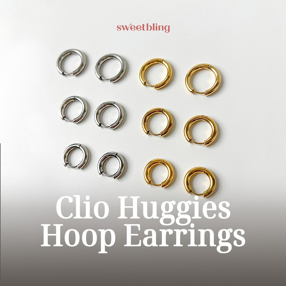 SWEETBLING - Clio Huggies Hoop Earrings | Anting Wanita Bentuk Bulat Huggies Anti Karat