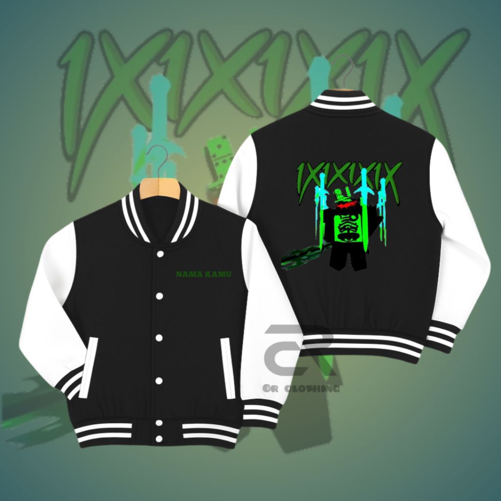 FORSAKEN ROBLOX VARSITY BASEBALL JACKET 1X1X1X1X ใหม่ล่าสุดแจ็คเก็ตสําหรับผู้ชายและผู้หญิงฟรีชื่อ