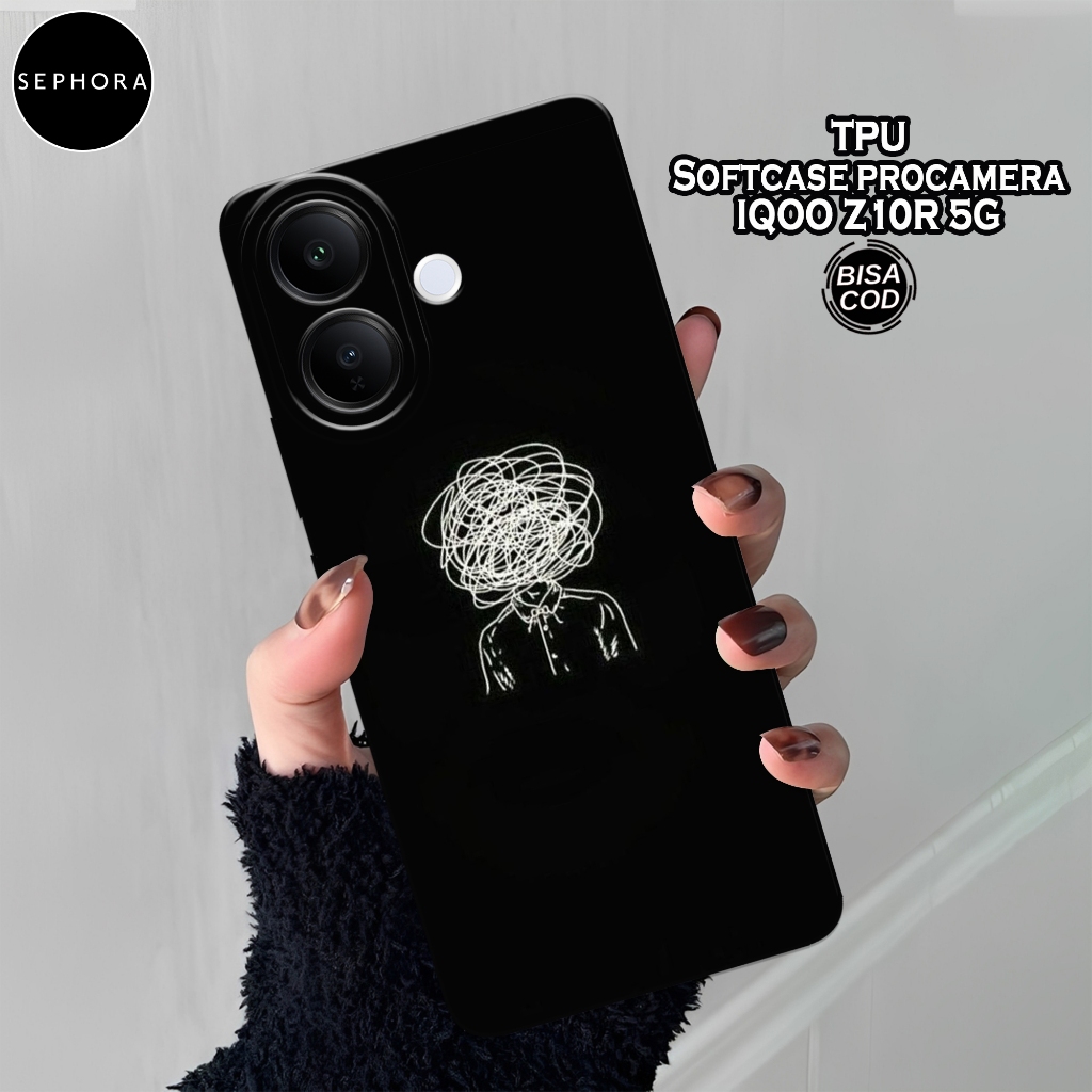 เคส HP ล่าสุด iQOO Z10R 5G 2025 - เคสแฟชั่นสีดํา - iQOO Z10R 5G Softcase - เคสกล้อง Pro - เคส iQOO Z