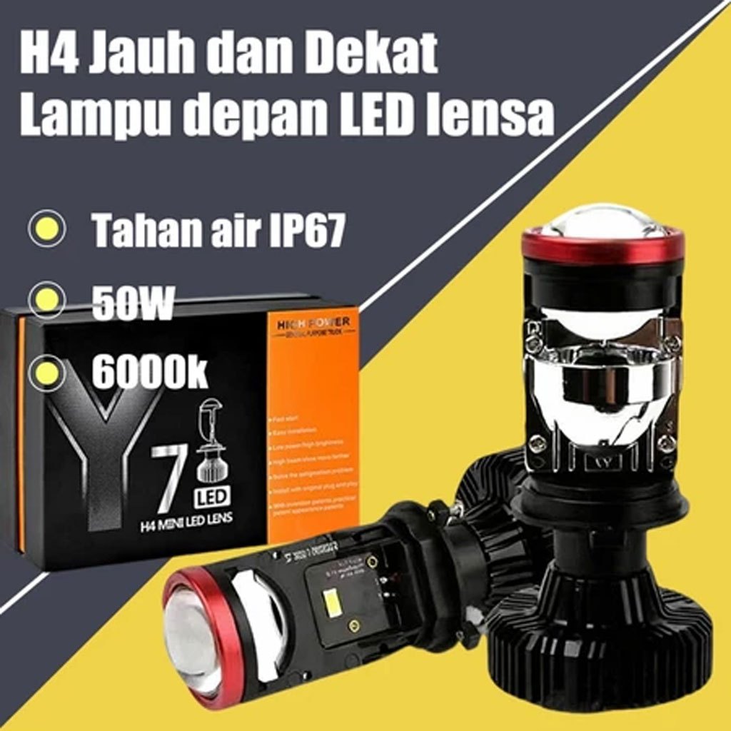 H4 ไฟ LED รถยนต์และรถมอเตอร์ไซด์ Y7D super bright H4 ไฟรถ LED 50W H4 ไฟรถ Y7D มินิโปรเจคเตอร์ H4 รถ 