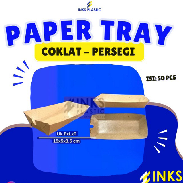 PAPER TRAY SQUARE BROWN KRAFT FOOD TRAY DINE ในจานกระดาษ