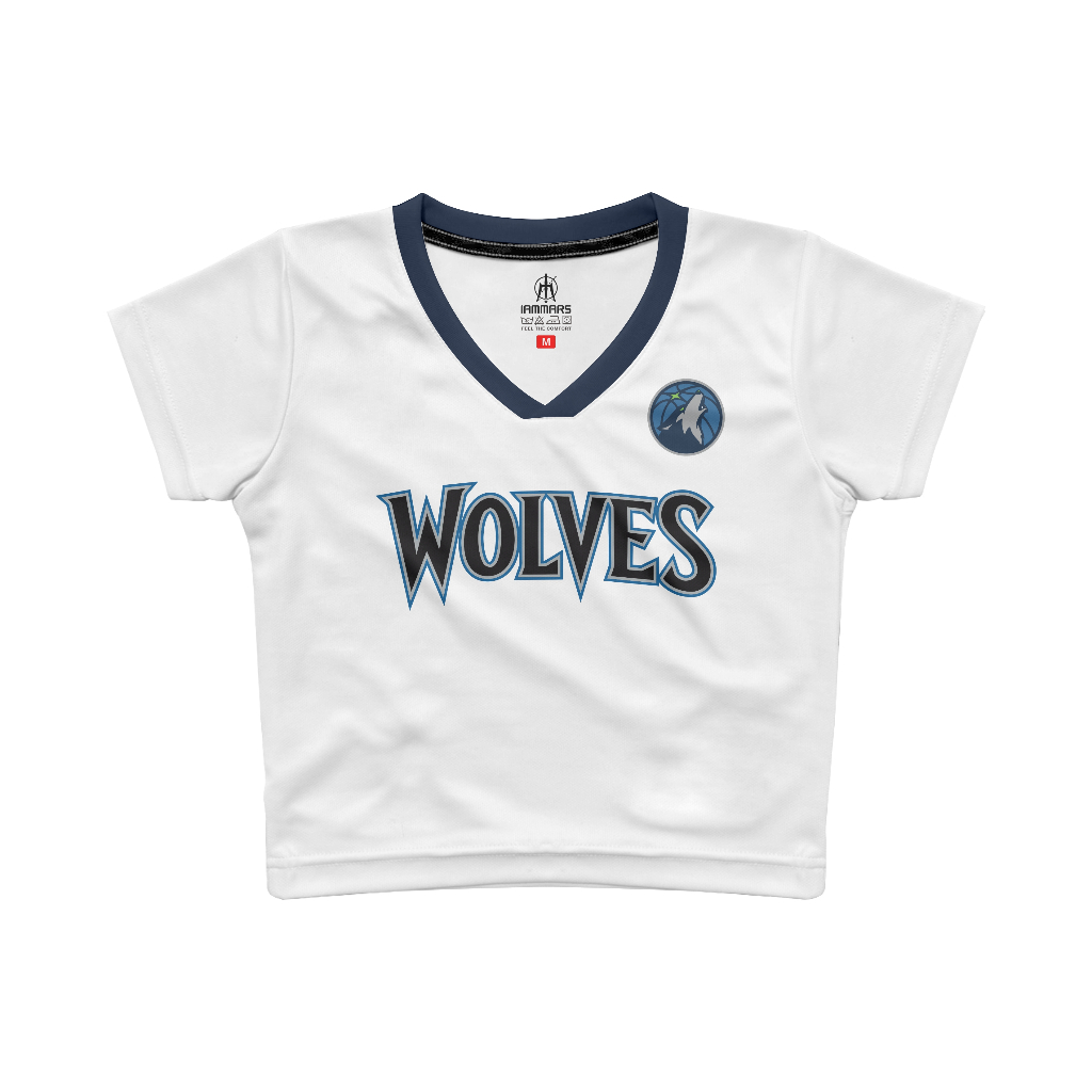 WOLVES Y2K SLIM FIT PREMIUM WOMENS V-NECK CROP TOP JERSEY
