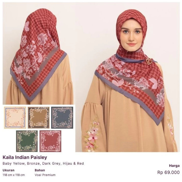 ELZATTA - KAILA INDIAN PASLEY ELZATTA SQUARE VOAL MATERIAL WITH MOTIF