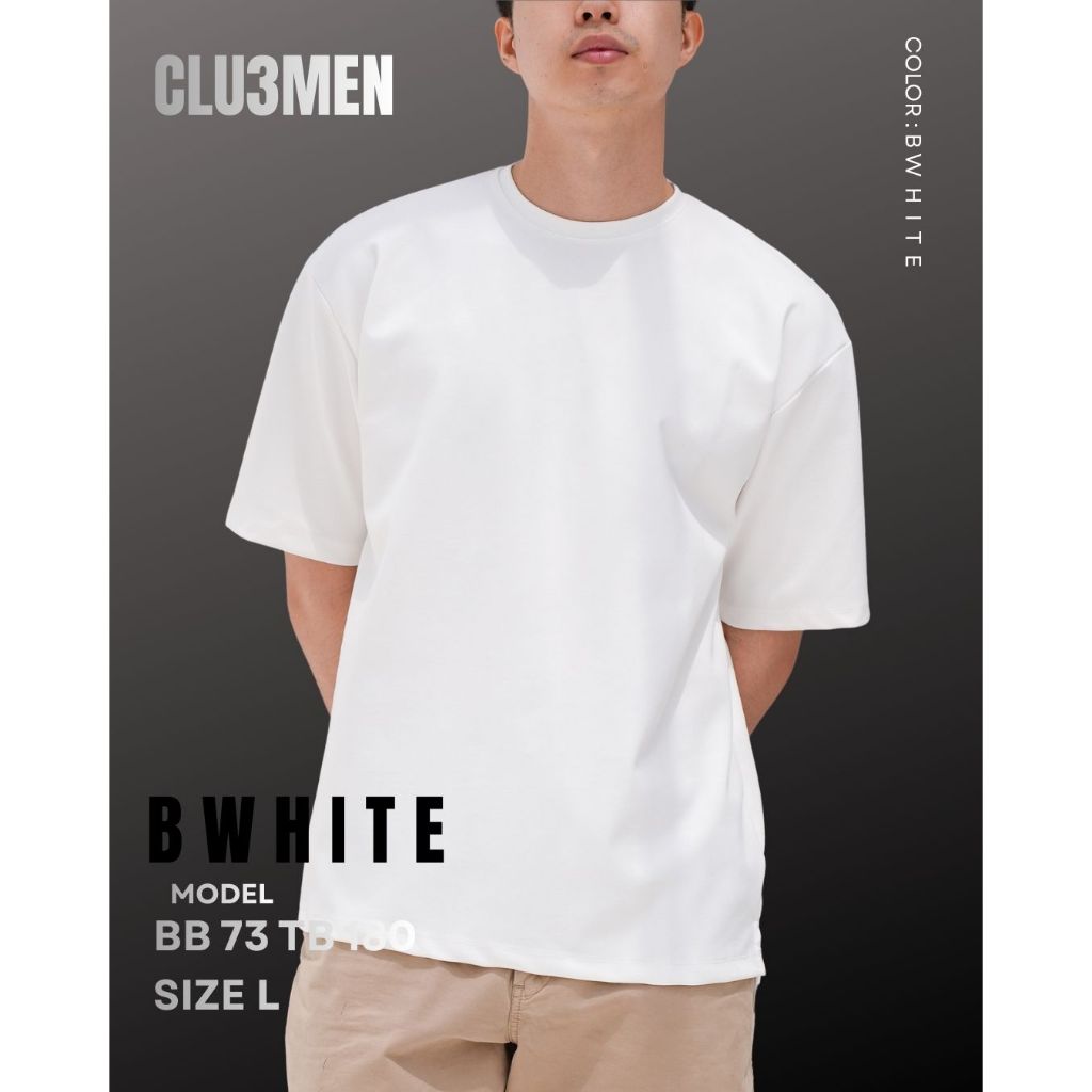 CLU3Mens Premium เสื้อยืดธรรมดา BWHITE CM3