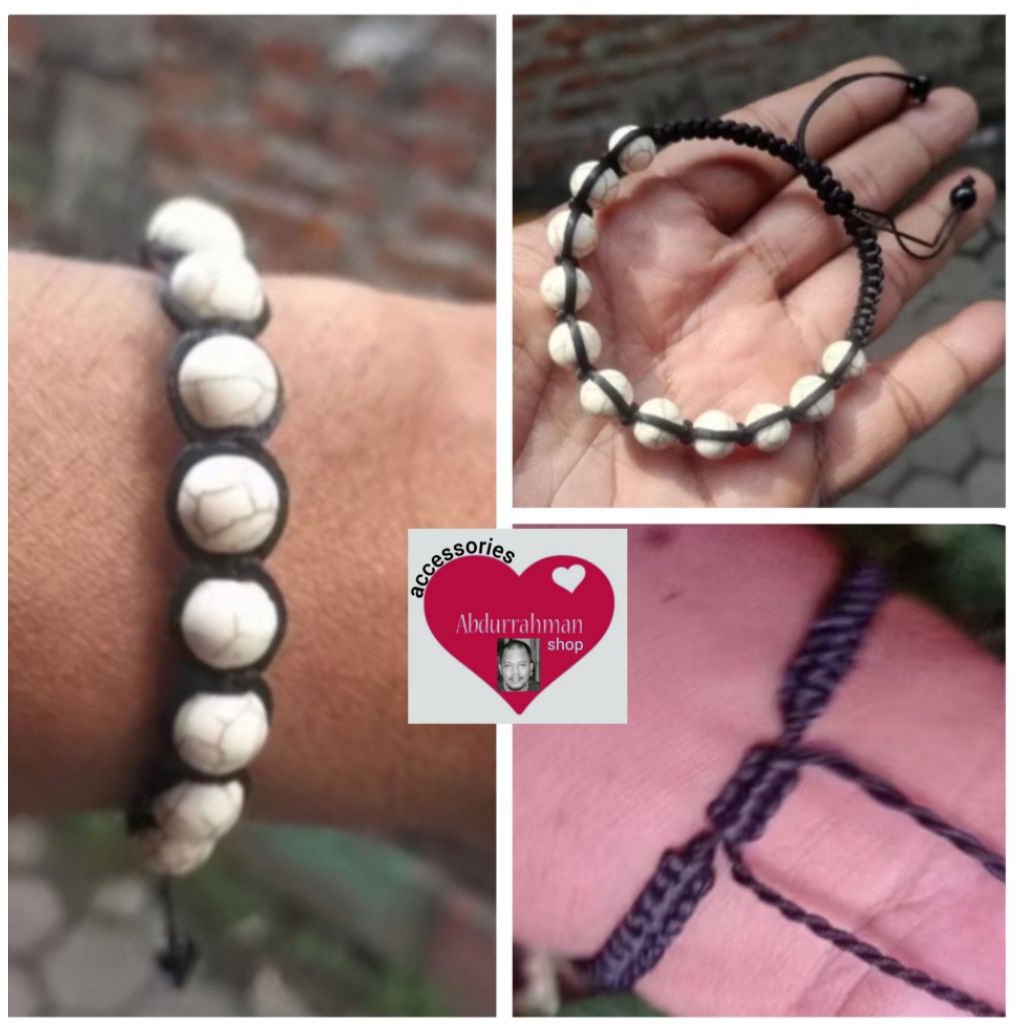 MATA MACRAME BRACELET 11 สีขาว TURQUOISE STONE EYES