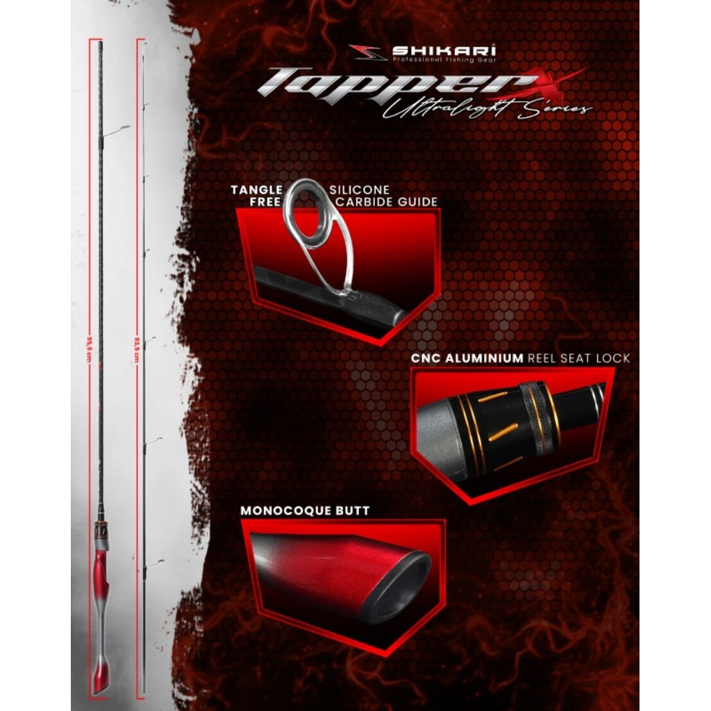 UL Shikari TapperX 180 ซม.คาร์บอนแข็ง 2-6Lb คันเบ็ด