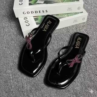 Sandal Flat Teplek Wanita Dewasa Motif Jepit Pita