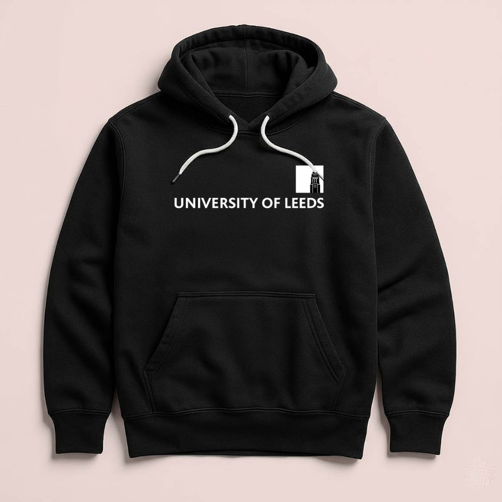 LEEDS university UK เสื้อสเวตเตอร์ผ้าฟลีซ Unisex สีดํา