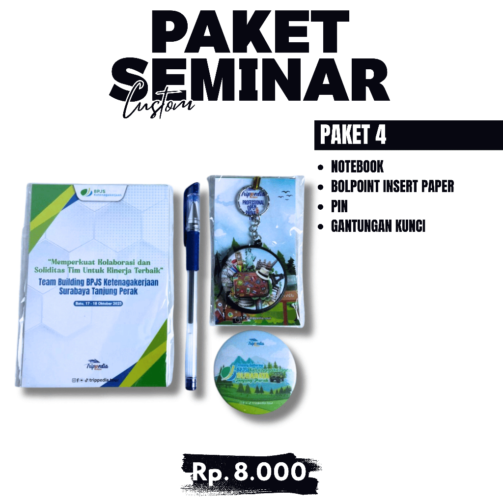 GANTUNGAN SEMINAR PACKAGE, SAVING SEMINAR PACKAGE 4, NOTEBOOK, BALLPOINT, PIN, KEYCHAIN