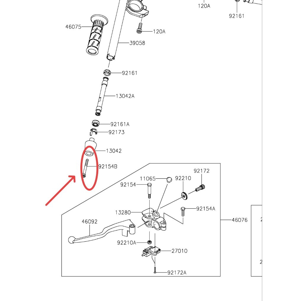 NINJA RR MONO NINJA 250 MONO Z250SL Z250 SL Z 250SL ต้นฉบับ KAWASAKI HANDLEBAR BOLT