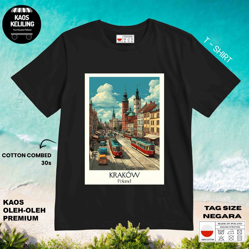 POLAND SOUVENIR เสื้อยืด 3 พร้อม POLAND LABEL TAG ASLCI PREMIUM SOUVENIR CLOTHES ของขวัญ
