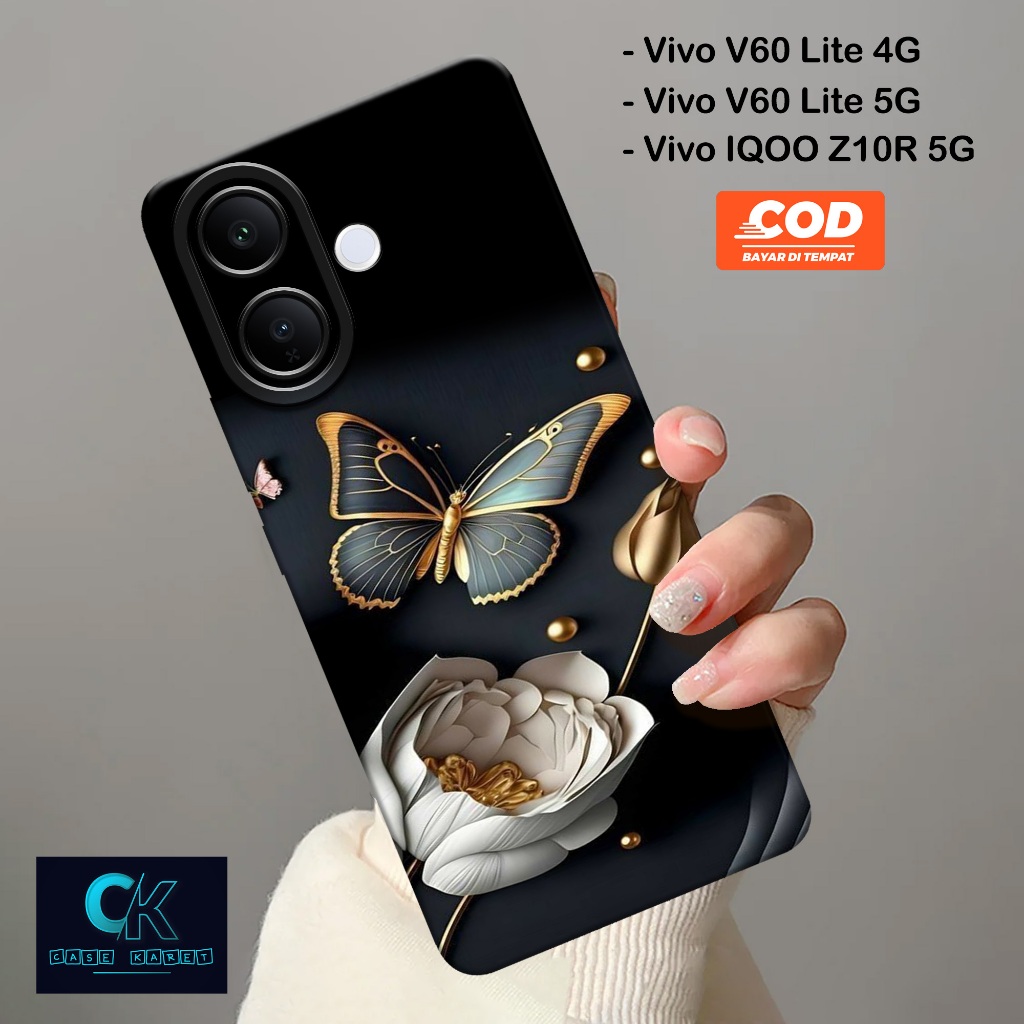 HP เคส Vivo V60 Lite 4G / V60 Lite 5G / IQOO Z10R 5G 2025 - เคสแฟชั่นผีเสื้อ - เคสยาง - เคสโทรศัพท์ 
