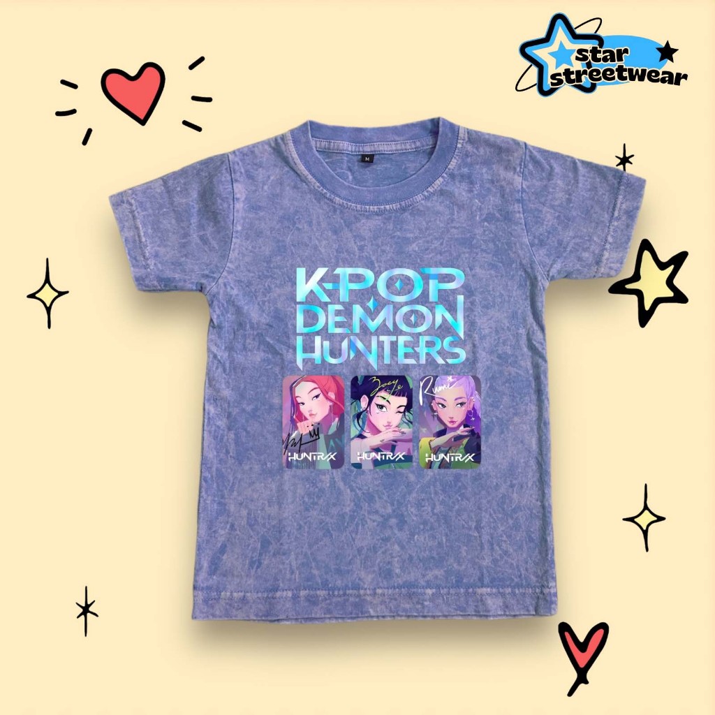 [FREE NAME] เสื้อยืดเด็กล้าง KPOP DEMON HUNTERS 2 Motif วัสดุพรีเมี่ยม