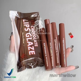 (BPOM isi 5pcs) Marshwillow Paket Matte Lipcream Matte Chocolate/ Lipstik Coklat Anti Air Tahan Lama / lipcream Velvet Matte / Chocolate lip Glaze
