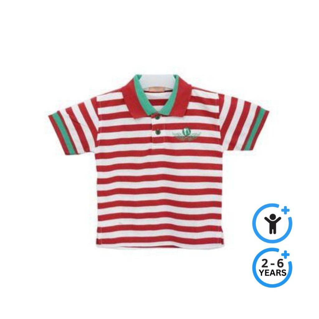 MERAH Natawa Wangky Kids T-Shirt with Red and White Stripes