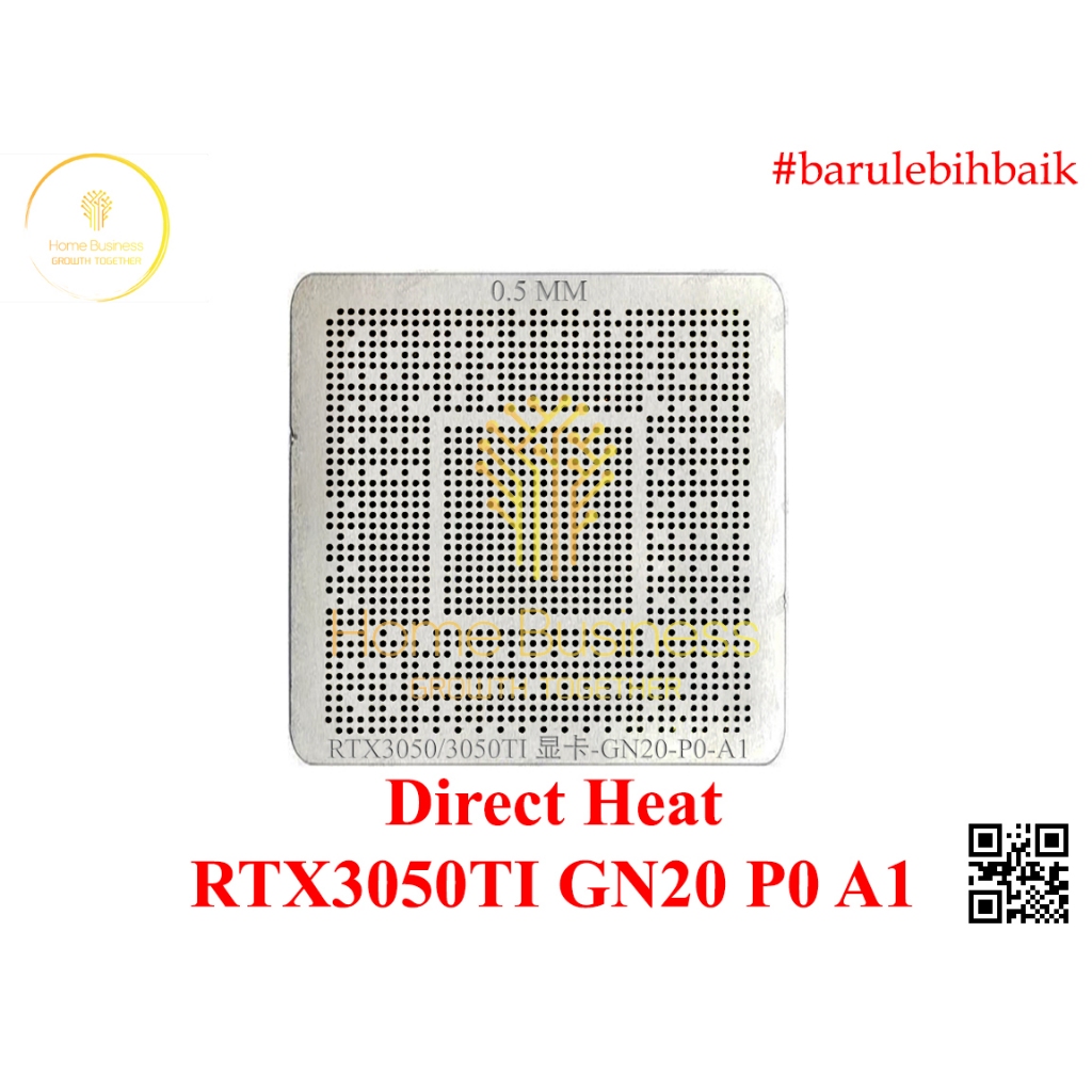 BGA ลายฉลุลายฉลุแผ่นแม่พิมพ์ Directheat โดยตรงความร้อนแม่แบบ Reballing GPU NVIDIA RTX 3050 / 3050Ti ชิปเซ็ต GN20-P0-A1 0.5 มม.
