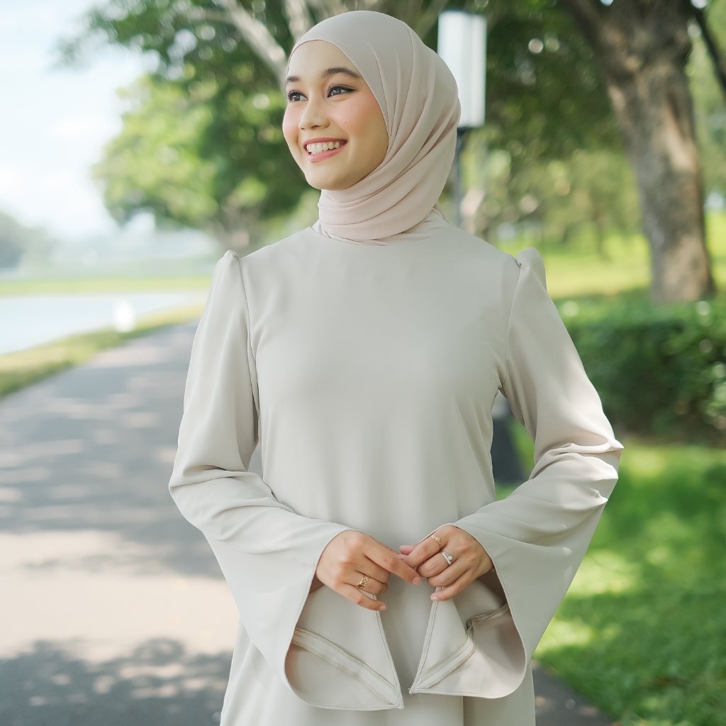 Noora Dress Khaki Elegant Premium Simple Gamis Dress By Dreynara