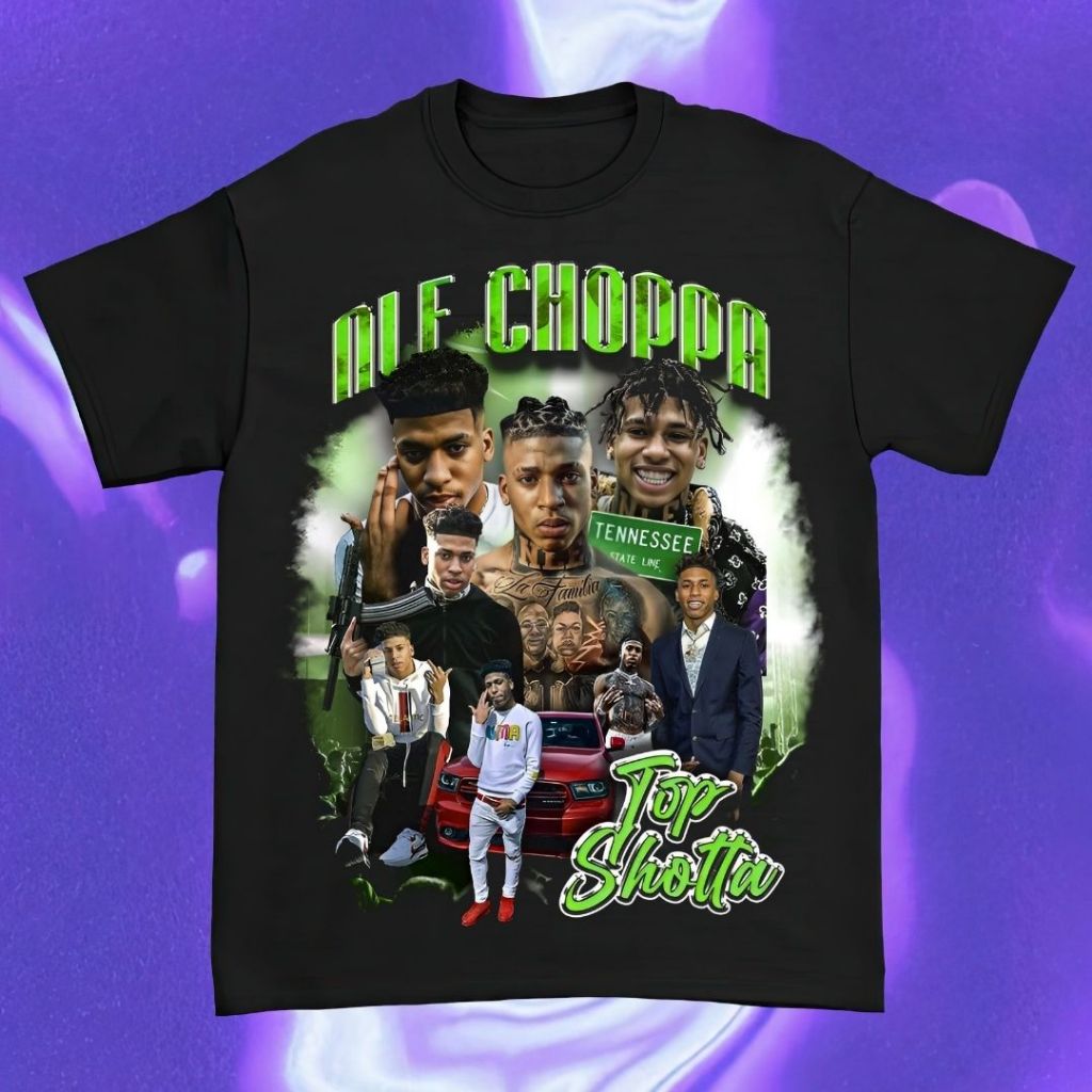 Purple Haze "NLE Choppa" เสื้อยืดวินเทจผู้ใหญ่สีดําปกติ / สีขาว | | เสื้อยืดชายหญิง | เสื้อยืดแร็ปเป