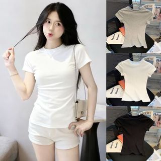 Velvette_Atasan wanita korean Style Slimfit baju kaos wanita bodyfit baju wanita slimfit press body korea style kaos wanita rayon spandex