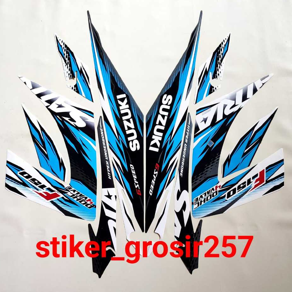 สติ๊กเกอร์ STRIPING LES LIST BODY MOTORCYCLE SUZUKI SATRIA FU F150 2013 FACELIFT WHITE BLUE