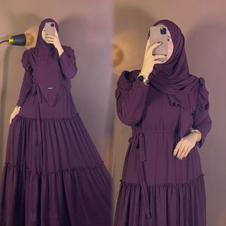 Zeyra Abaya Set French Khimar Syar’i Premium, Kualitas Grade A, Gamis Lebaran, Gamis Haji Umroh Basic, Gamis Premium Daily Muslim Nyaman