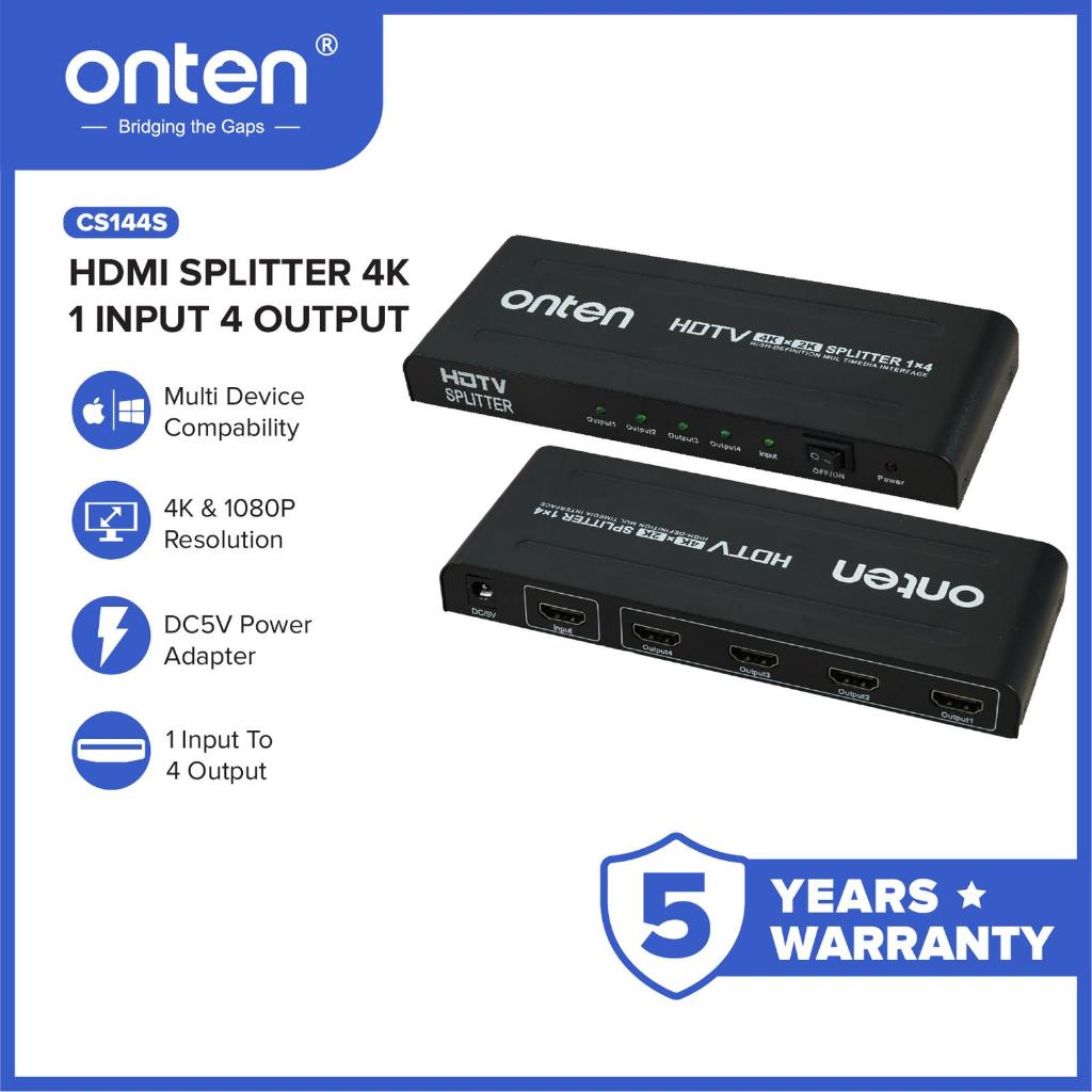 Onten HDMI Splitter 4K 1080P 1 อินพุต 4 เอาต์พุตหลายอุปกรณ์ชดเชย OTN CS144S