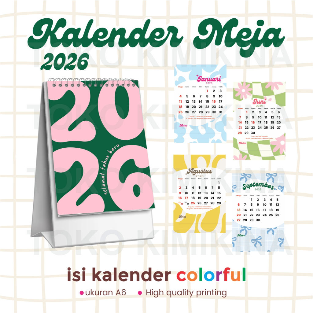 2026 DESK CALENDAR / A6 MINI CALENDAR / AESTHETIC SITTING CALENDAR SPIRAL BINDING