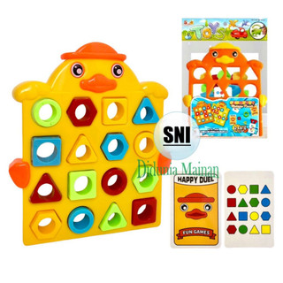 Mainan edukasi anak geometri game matching puzzle shape geometric duck