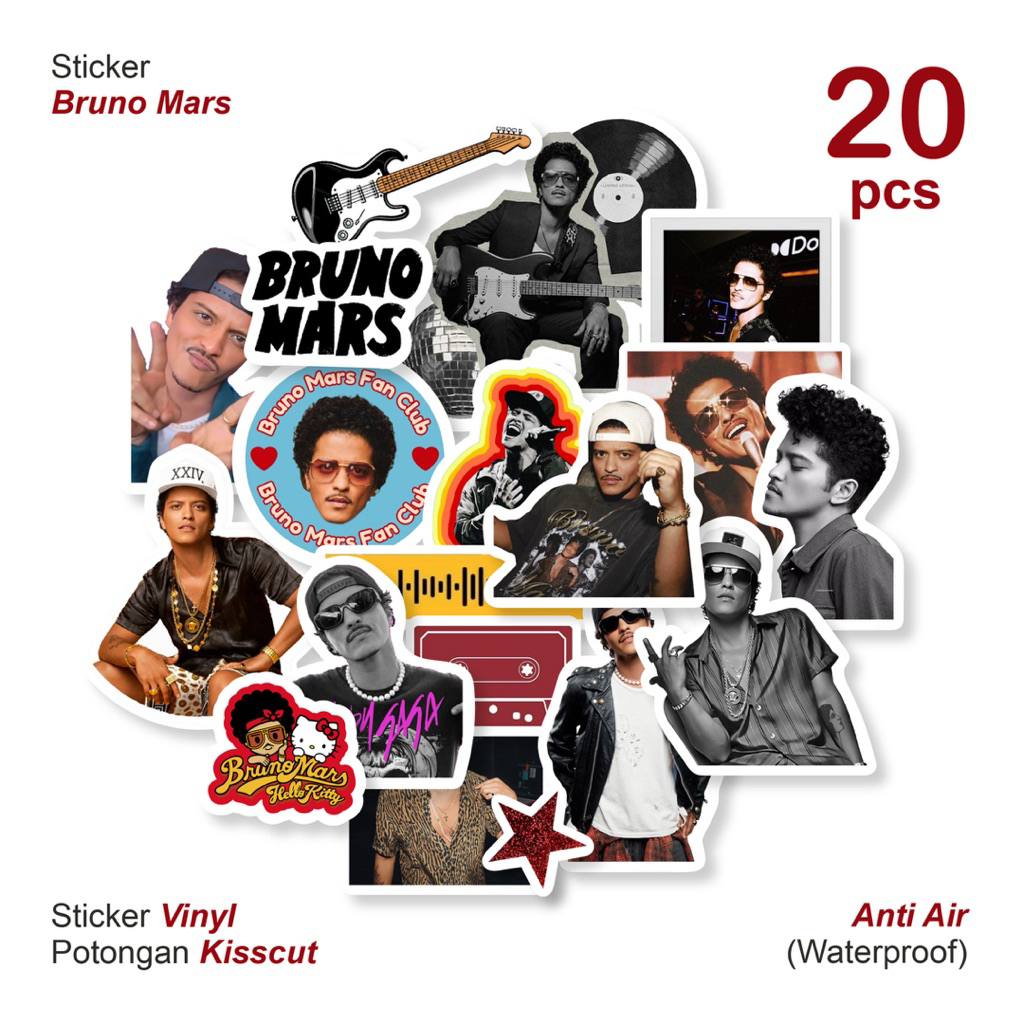 สติ๊กเกอร์ Bruno Mars 20 ชิ้น 0055 | นักร้องอเมริกัน APT | แก้วน้ําแล็ปท็อป Ipad HP
