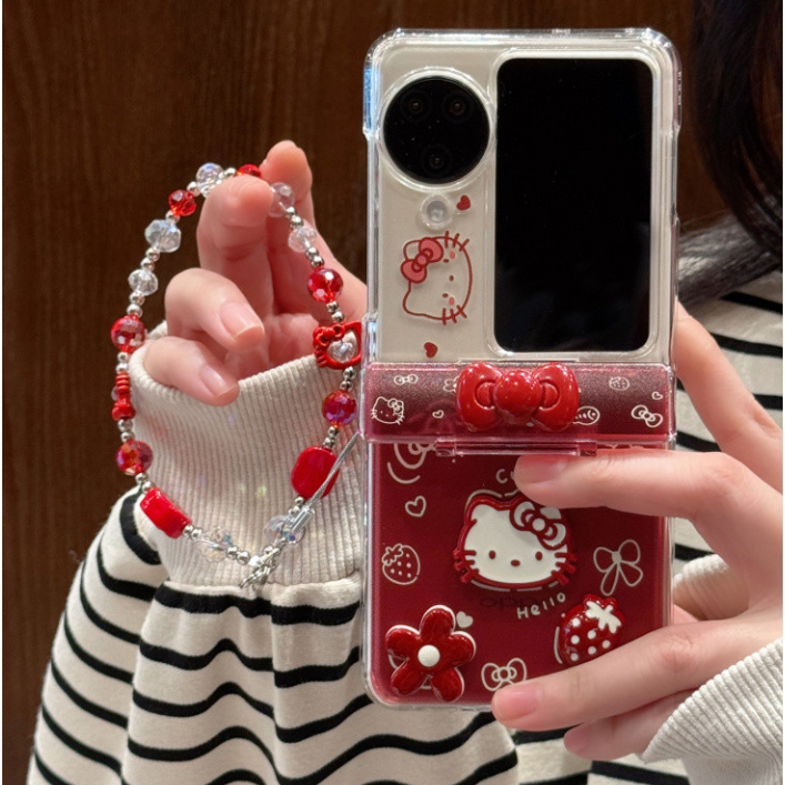 เคสแมว KT หมุนได้ 3D สําหรับ OPPO Find N3 Flip Case สําหรับ OPPO Find N2 Flip Hard Case