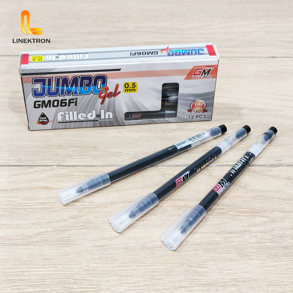 (ขาย 1 กล่อง CONTAINS 12 ชิ้น) ปากกาสีดํา 0.5 JUMBO GADJAH MADA / ปากกาสีดํา JUMBO GEL GADJAH MADA 0
