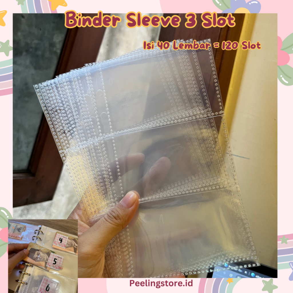 40BS-3slot A6 / Binder Sleeve 3 slot Binder Pocket / Ziplock bag / Pouch / Zipper Plastic Diary Note